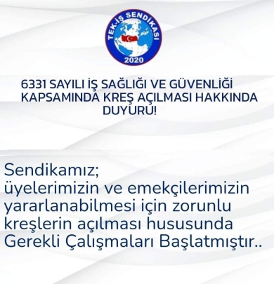 ÇALIŞMA VE SOSYAL GÜVENLİK BAKANLIĞINA KREŞ BAŞVURUSU